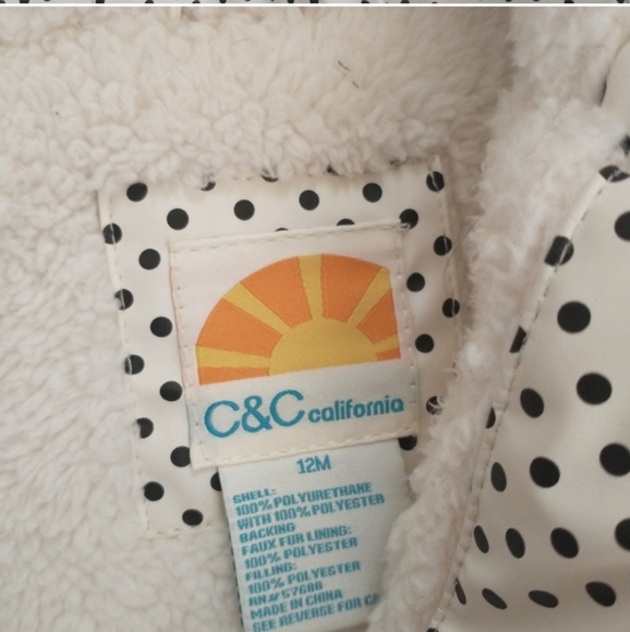 C&C Fleece lined Raincoat 12m - Picture 2 of 6